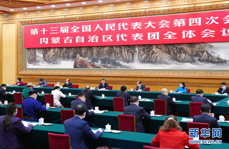 3月5日，中共中央總書記、國家主席、中央軍委主席習(xí)近平參加十三屆全國人大四次會(huì)議內(nèi)蒙古代表團(tuán)的審議。新華社記者 謝環(huán)馳 攝